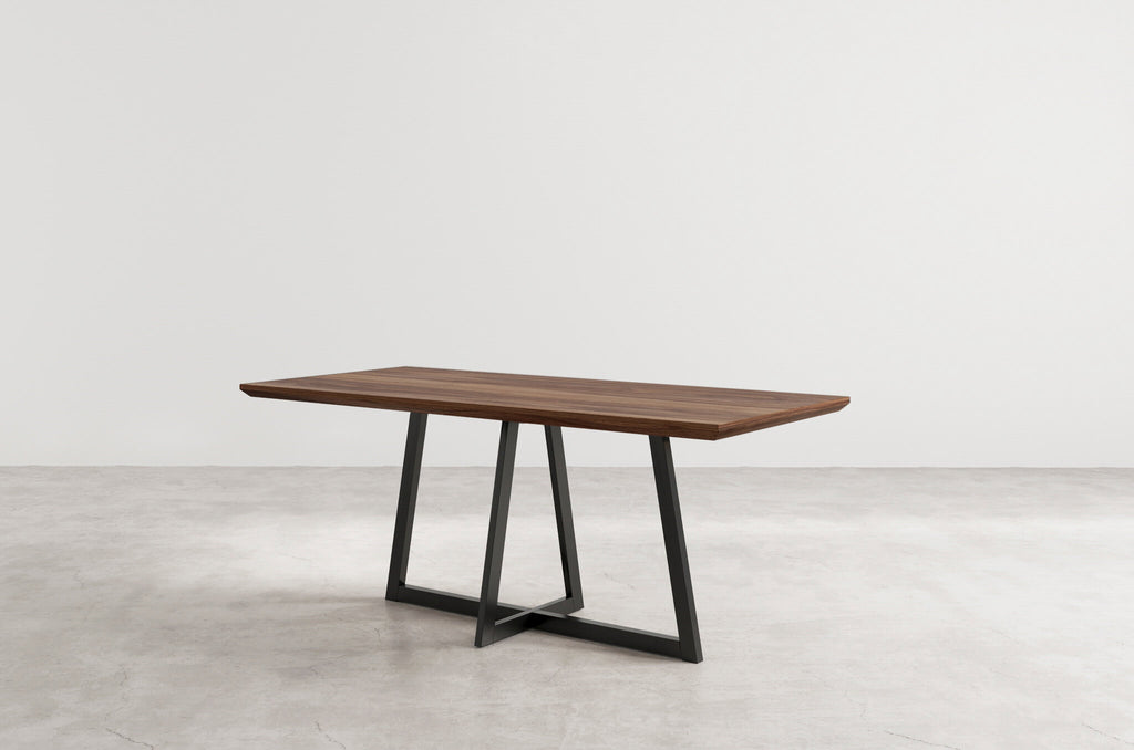 ap rectangle wood dining table_warm walnut steel base_angle
