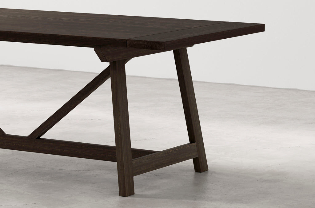 farmhouse rectangular wood dining table espresso oak angle
